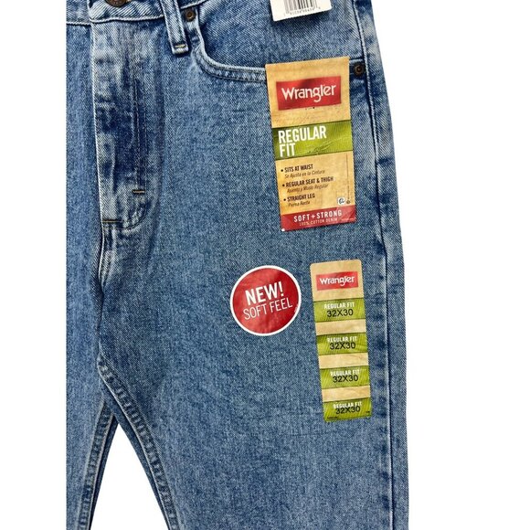 Wrangler Mens Regular Fit 32 x 30 Blue Denim Jean Straight Soft Feel NWT New - Picture 3 of 10